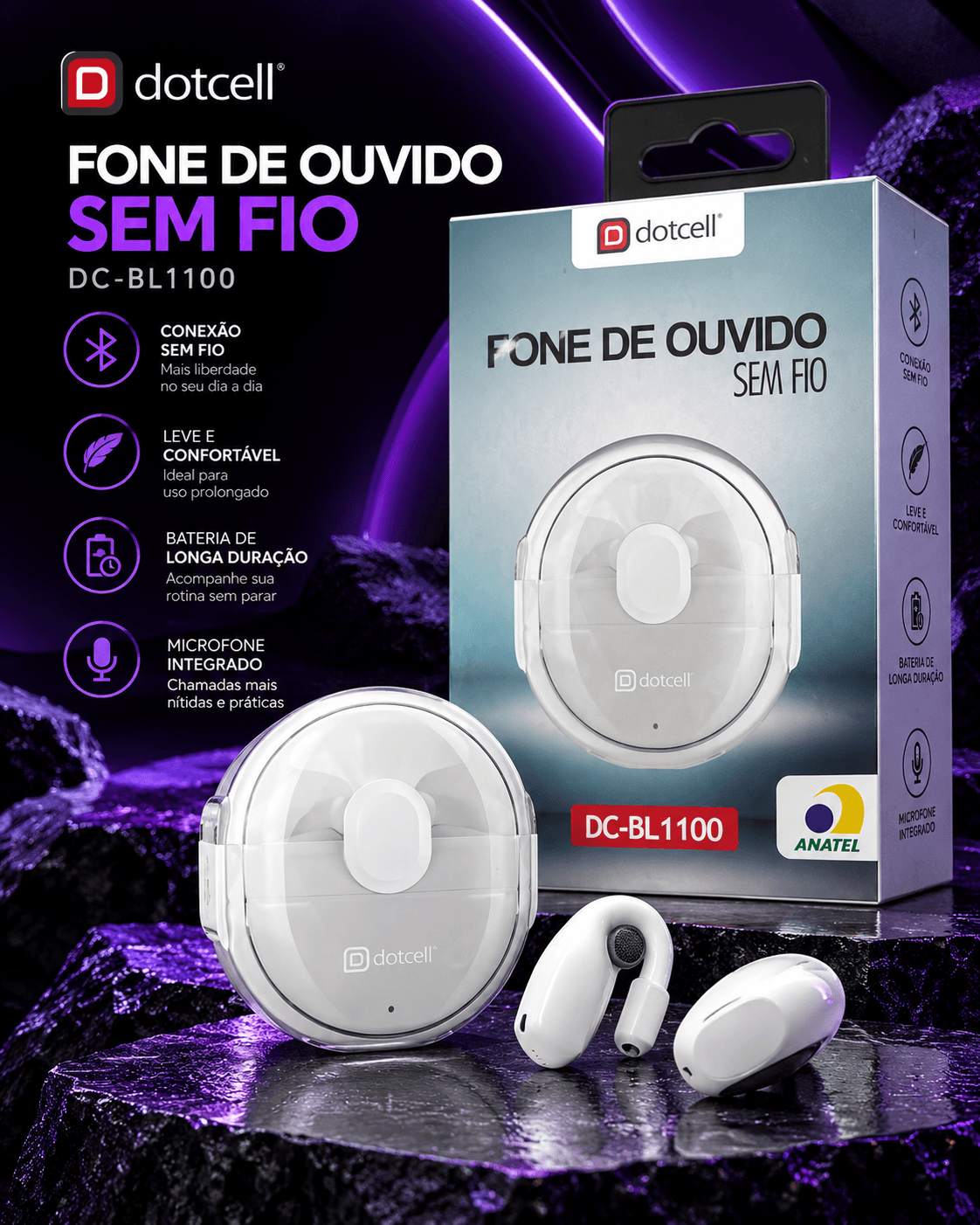 Anúncio Neon dos Fones Dotcell DC-BL1100
